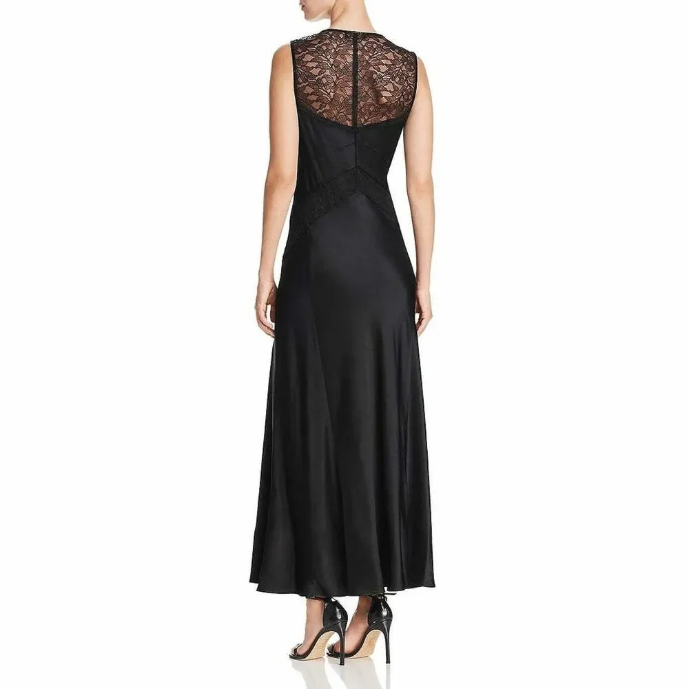 Donna Karan Lace Top Satin Maxi Slip Dress